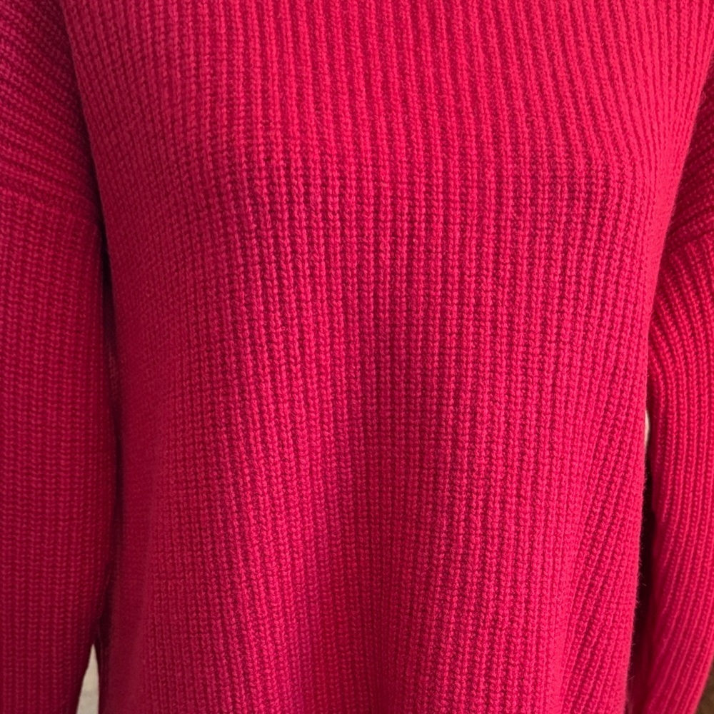Eileen Fisher Ribbed Sweater, Recycled Cashmere-Size Large-Rich Red - Picture 2 of 12